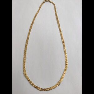14K Gold Italy Herringbone Braided Necklace 18"